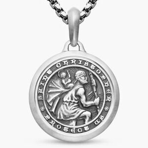 David Yurman Silver St. Christopher Pendant Necklace